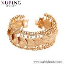 75192 Xuping neue gold armband designs großhandel förderung messing manschette ketten armband